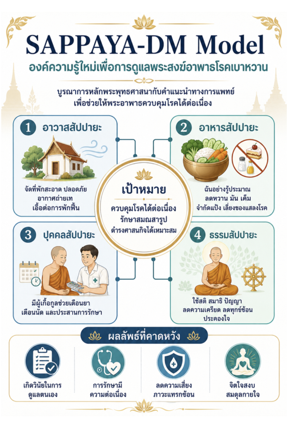องค์ความรู้ใหม่จากการวิจัย SAPPAYA-DM Model (Buddhist Integrated Model for  Diabetic Monastic Care)