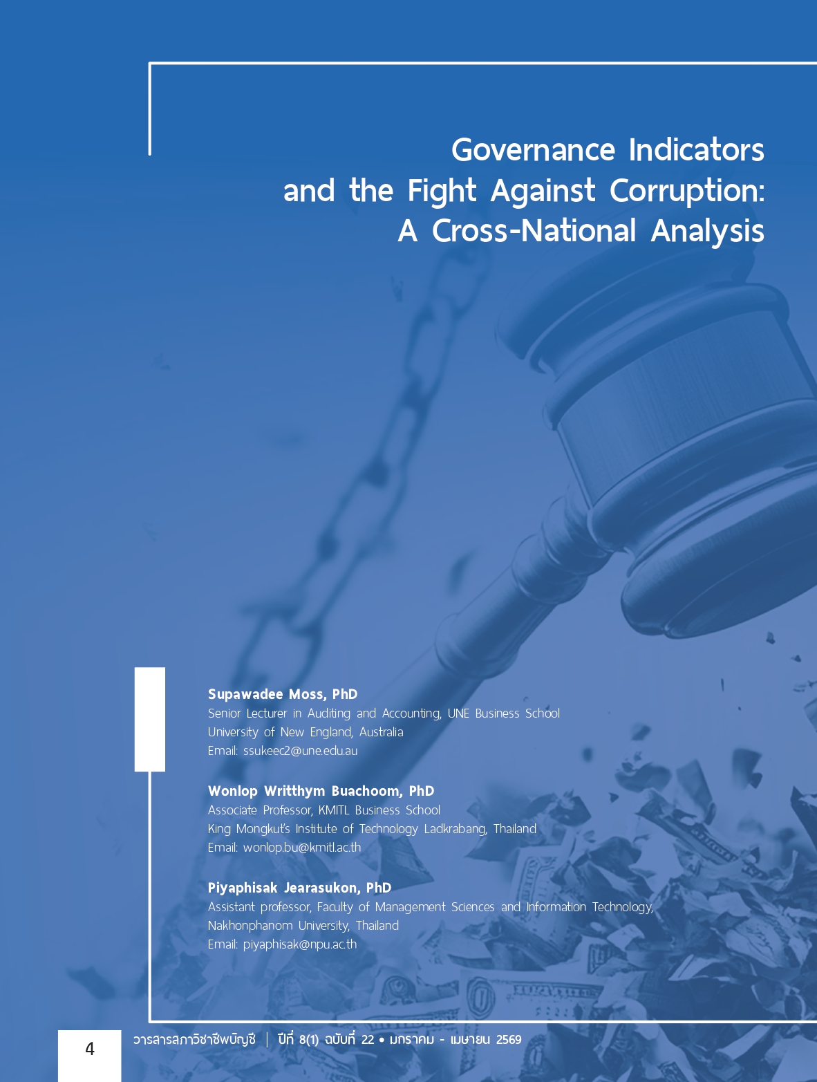 Governance Indicators and the Fight Against Corruption: A Cross-National AnalysisSupawadee